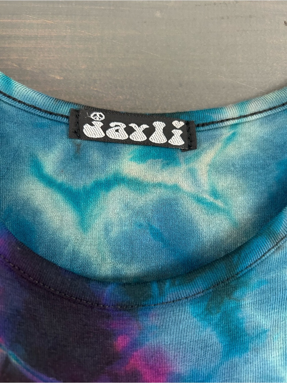 Jayli Teal Blue Tie-Dye Maxi Dress with Multicolor Accents - Picture 3 of 4